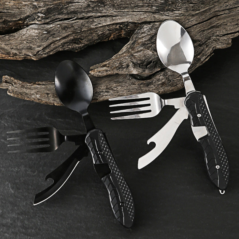 🏆 Special Price £12.99! 🍴Must-have for outdoor trips 🥄4-In-1 Outdoor Folding Multifunctional Tableware