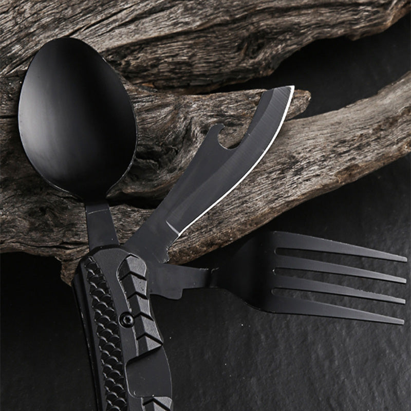 🏆 Special Price £12.99! 🍴Must-have for outdoor trips 🥄4-In-1 Outdoor Folding Multifunctional Tableware