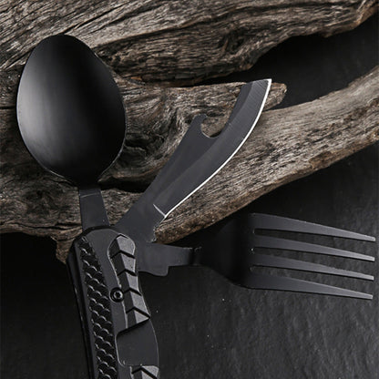 🏆 Special Price £12.99! 🍴Must-have for outdoor trips 🥄4-In-1 Outdoor Folding Multifunctional Tableware
