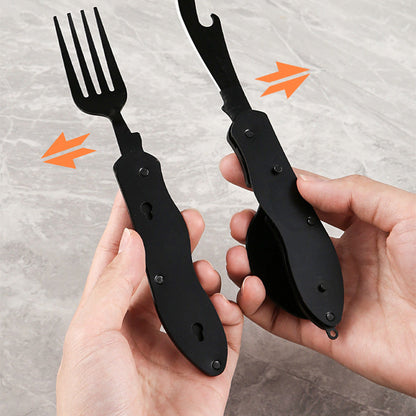 🏆 Special Price £12.99! 🍴Must-have for outdoor trips 🥄4-In-1 Outdoor Folding Multifunctional Tableware