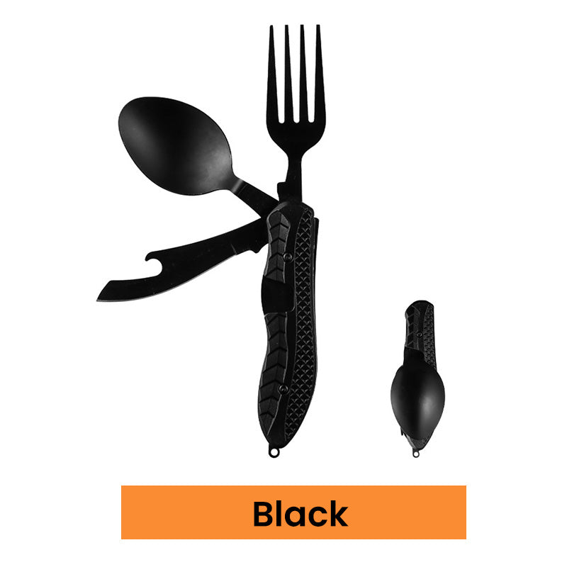 🏆 Special Price £12.99! 🍴Must-have for outdoor trips 🥄4-In-1 Outdoor Folding Multifunctional Tableware