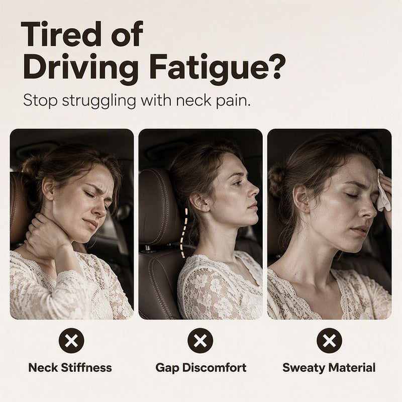 🌞New Hot Selling 50% OFF🎁🚗💤 Relieve Driving Fatigue! Universal Memory Foam Car Headrest Neck Pillow, Ergonomic Support Auto Neck Cushion for Long Road Trips
