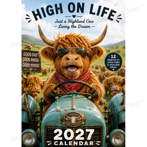 ⏳LAST DAY SALE ONLY ￡11.99!!🔥2027 Funny Highland Cow Wall Calendar | A4 Hanging Calendar