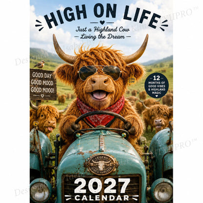 ⏳LAST DAY SALE ONLY ￡11.99!!🔥2027 Funny Highland Cow Wall Calendar | A4 Hanging Calendar
