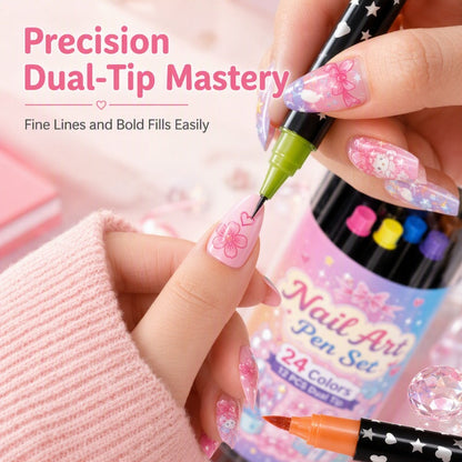 🎨🎨24‑Colors Dual‑Ended Nail Art Pens‑DIY Manicure Drawing Set🎁