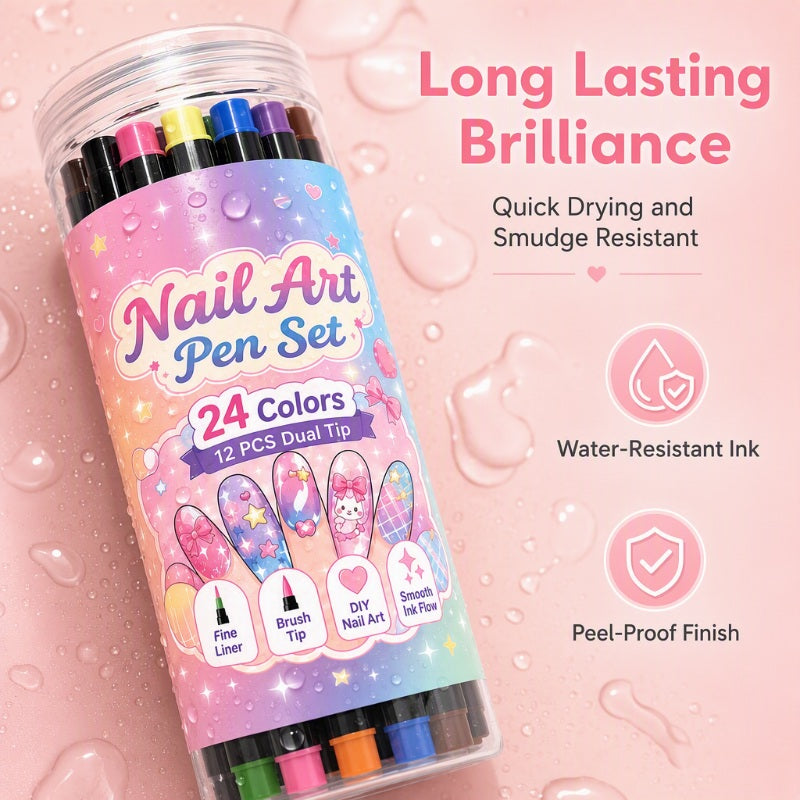🎨🎨24‑Colors Dual‑Ended Nail Art Pens‑DIY Manicure Drawing Set🎁