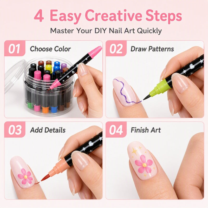 🎨🎨24‑Colors Dual‑Ended Nail Art Pens‑DIY Manicure Drawing Set🎁