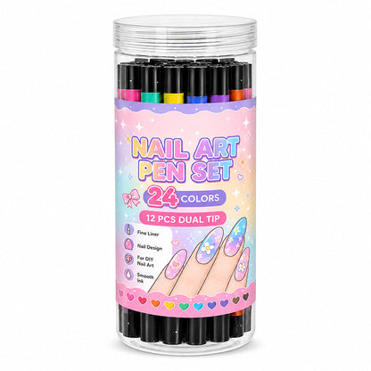 🎨🎨24‑Colors Dual‑Ended Nail Art Pens‑DIY Manicure Drawing Set🎁
