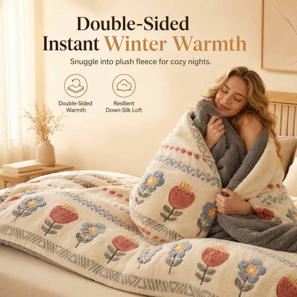 📢 50% OFF!! ⏰ Double-Sided Sherpa Fleece Comforter – Warm & Cozy Winter Quilt with Soft Velvet Feel 🛏️