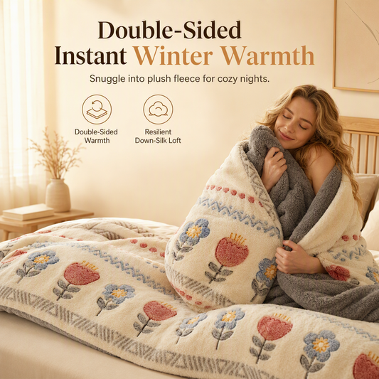 📢 50% OFF!! ⏰ Double-Sided Sherpa Fleece Comforter – Warm & Cozy Winter Quilt with Soft Velvet Feel 🛏️
