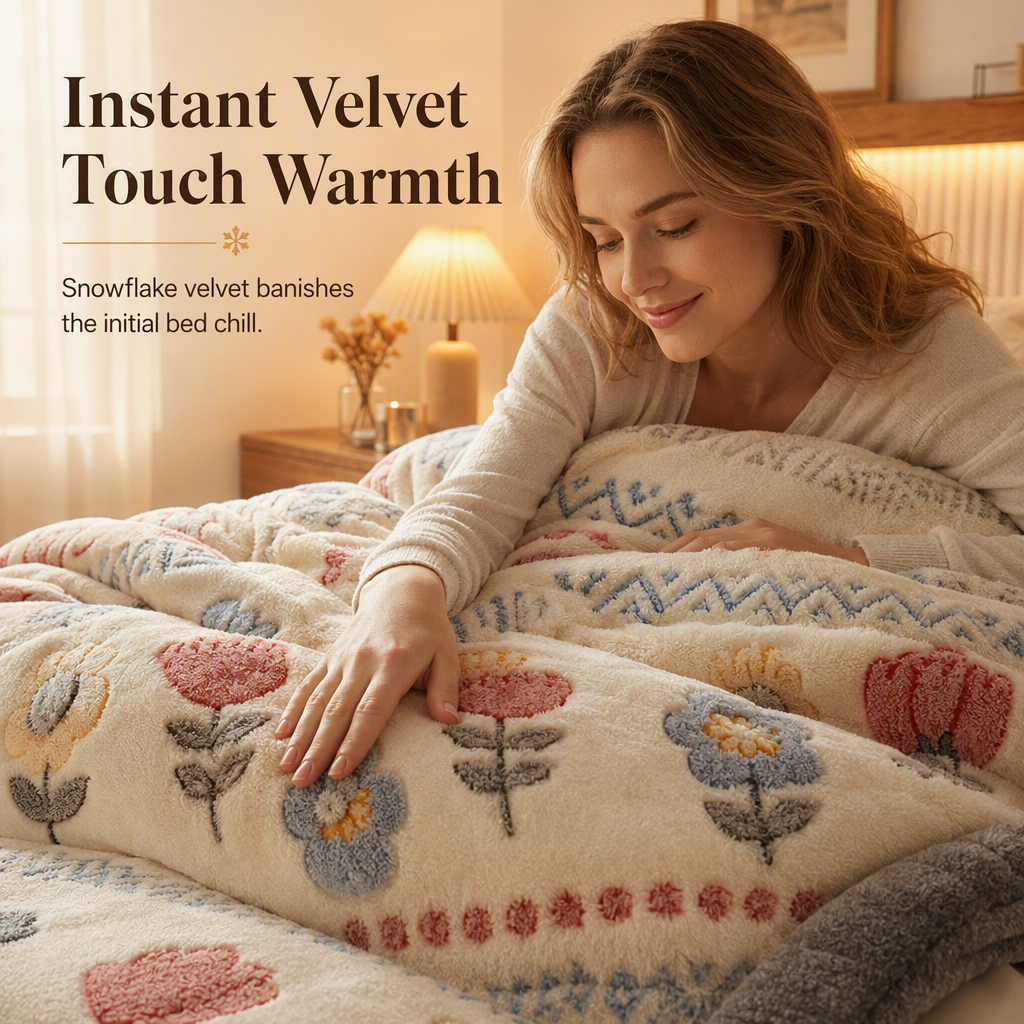 📢 50% OFF!! ⏰ Double-Sided Sherpa Fleece Comforter – Warm & Cozy Winter Quilt with Soft Velvet Feel 🛏️