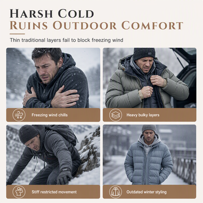 🧥Men's Winter Lined Hoodie Jacquard Pattern Long Sleeve Pullover Sweatshirt for Casual Outdoor Wear