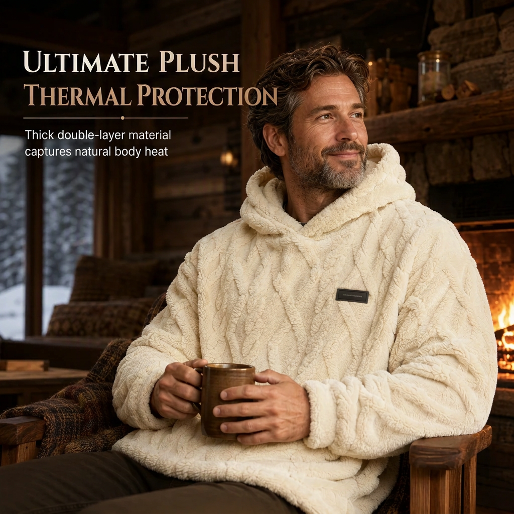 🧥Men's Winter Lined Hoodie Jacquard Pattern Long Sleeve Pullover Sweatshirt for Casual Outdoor Wear