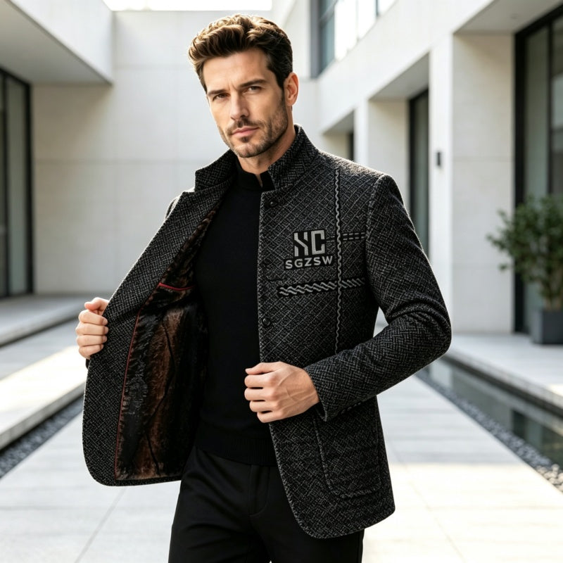 🖤 Men's Slim-Fit Mandarin Collar Blazer