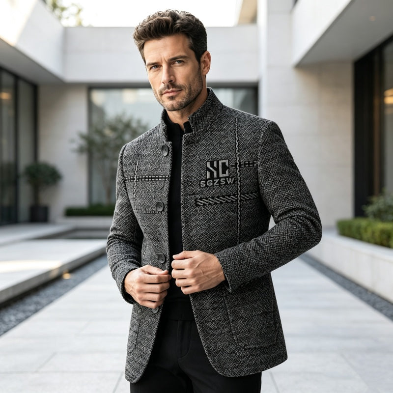 🖤 Men's Slim-Fit Mandarin Collar Blazer