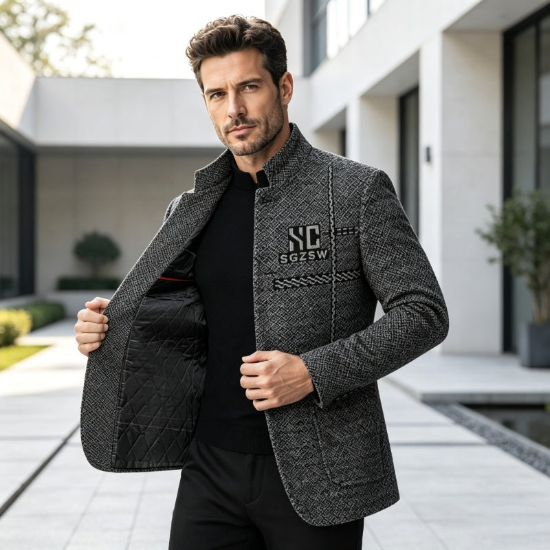 🖤 Men's Slim-Fit Mandarin Collar Blazer
