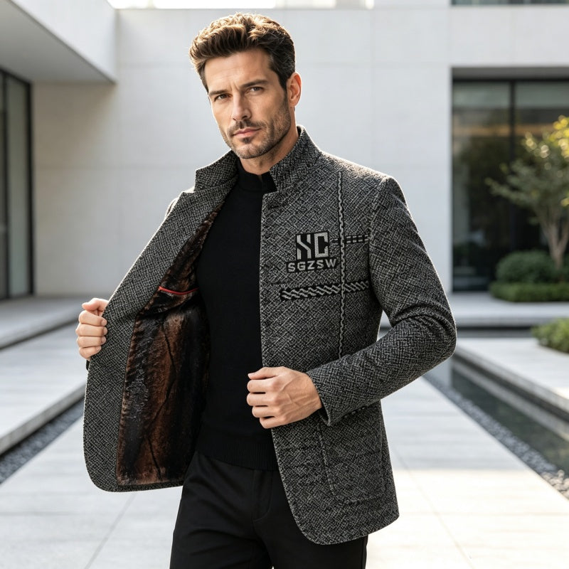 🖤 Men's Slim-Fit Mandarin Collar Blazer