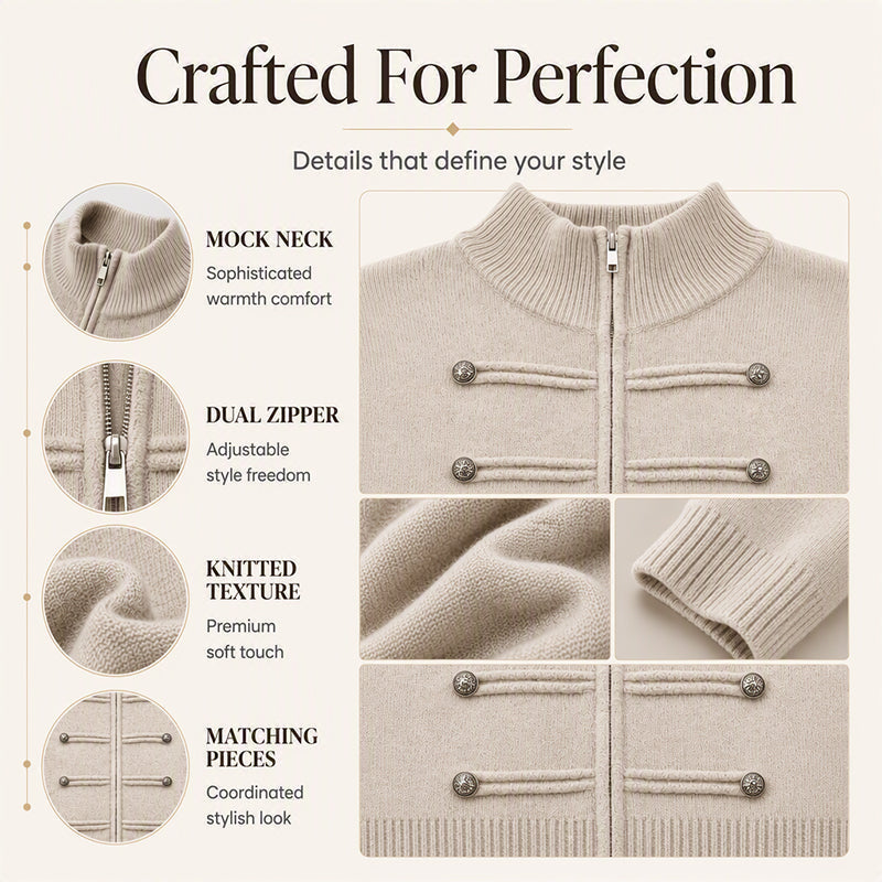 🧶 Clean Stand Collar, Easy Zip-Up Layering | Women's Knit Cardigan