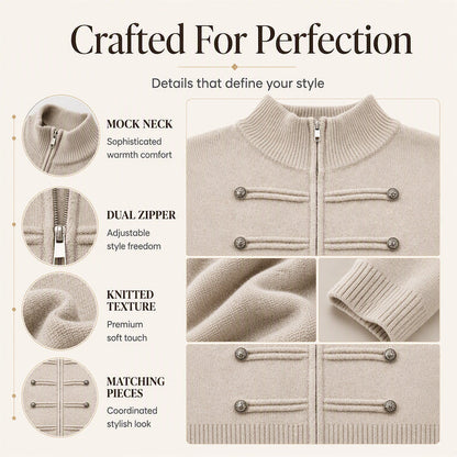 🧶 Clean Stand Collar, Easy Zip-Up Layering | Women's Knit Cardigan