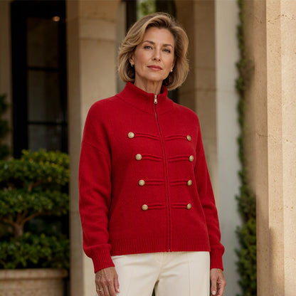 🧶 Clean Stand Collar, Easy Zip-Up Layering | Women's Knit Cardigan