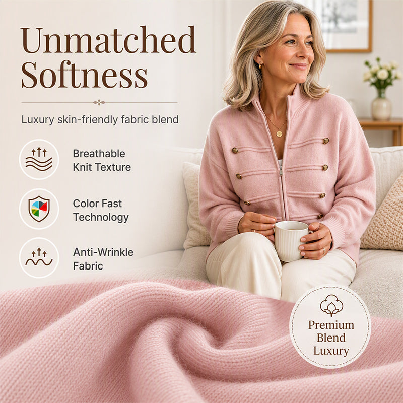 🧶 Clean Stand Collar, Easy Zip-Up Layering | Women's Knit Cardigan