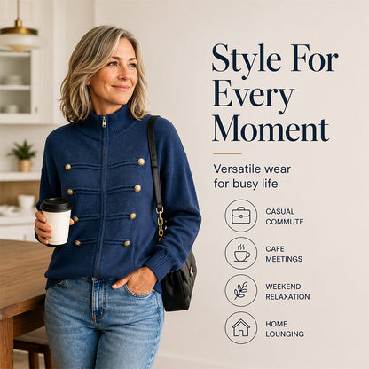 🧶 Clean Stand Collar, Easy Zip-Up Layering | Women's Knit Cardigan