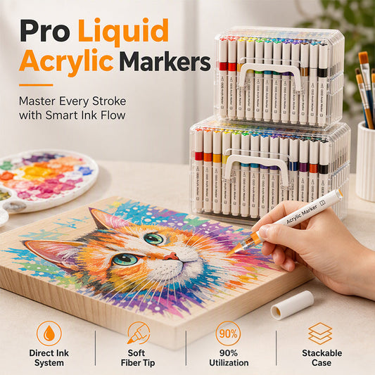 🎨LAST DAY SALE ONLY￡11.99! 🎨✨Washable Liquid Acrylic Markers with Soft Brush Tips