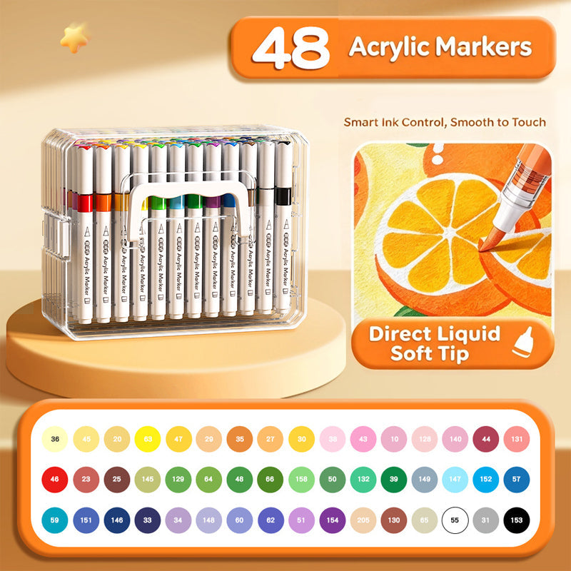 🎨LAST DAY SALE ONLY￡11.99! 🎨✨Washable Liquid Acrylic Markers with Soft Brush Tips