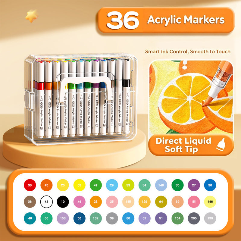 🎨LAST DAY SALE ONLY￡11.99! 🎨✨Washable Liquid Acrylic Markers with Soft Brush Tips