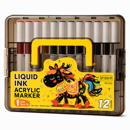 🎨LAST DAY SALE ONLY￡11.99! 🎨✨Washable Liquid Acrylic Markers with Soft Brush Tips