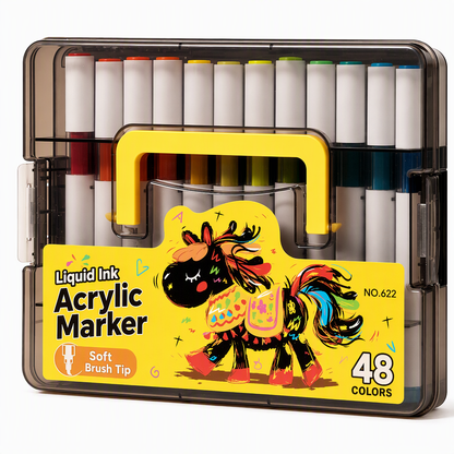 🎨LAST DAY SALE ONLY￡11.99! 🎨✨Washable Liquid Acrylic Markers with Soft Brush Tips