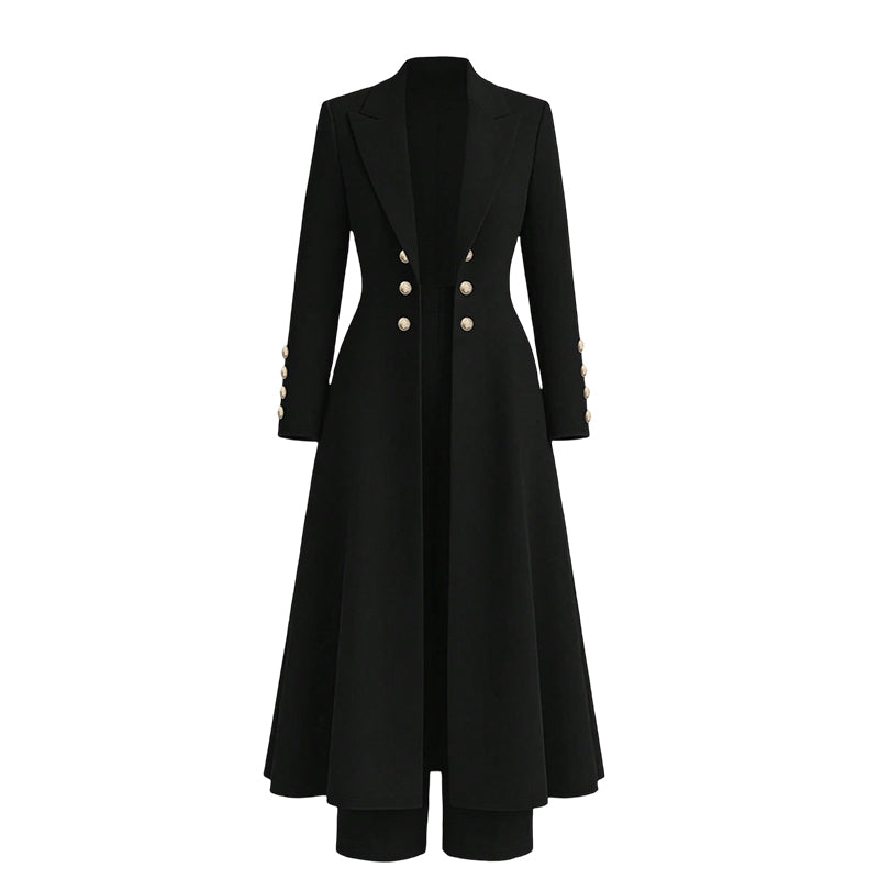 ✨ Women's Double-Breasted Long Knit Coat & Straight-Leg Pants Set – Flattering Tailored Silhouette, Chic Gold-Tone Buttons & Sophisticated Style for Effortless Fall & Winter Outfits! 💕